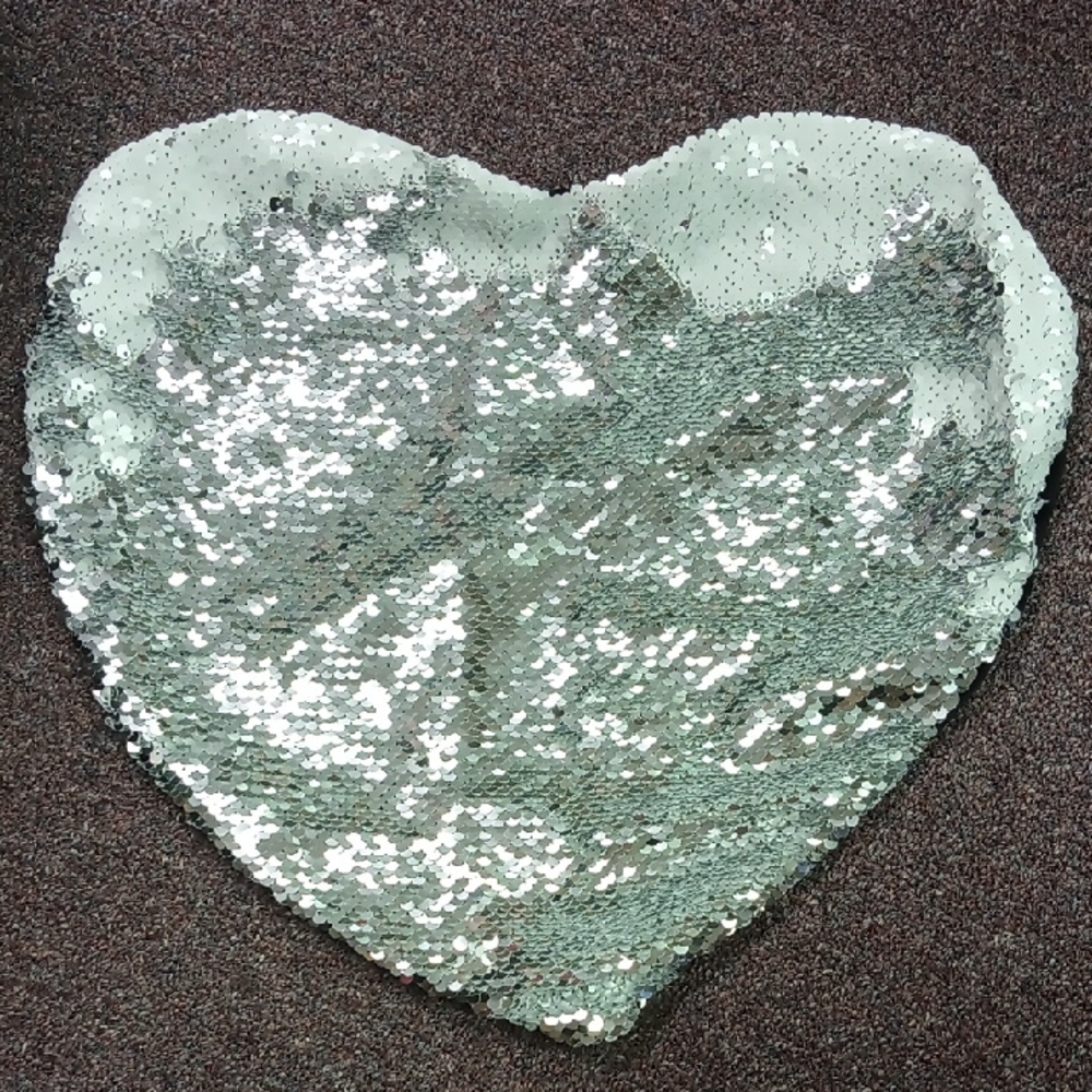 Heart-Shaped Sequin Pillow